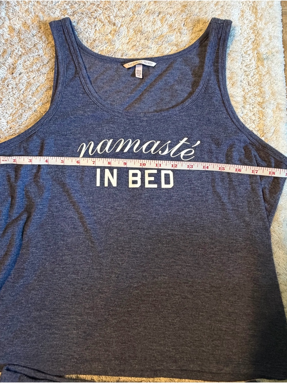 Victoria's Secret Navy & White 'Namasté IN BED' Tank and Brief Set large - Picture 2 of 6